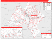 Huntington-Ashland Metro Area Wall Map Red Line Style